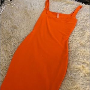Neon orange mini dress